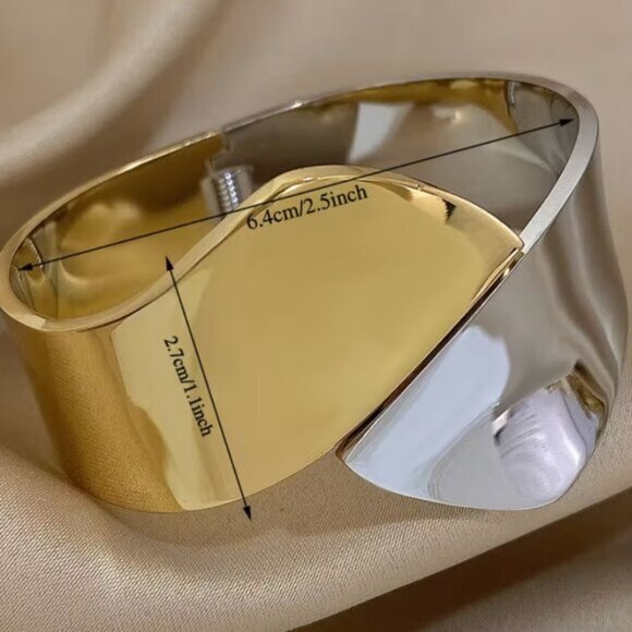 YF3482 Vintage 18K Gold Plated Stainless Steel Dubai Mesh  Vintage Chunky Wide Stainless Steel Waterproof 18k Gold Plated Bracelet Bangle